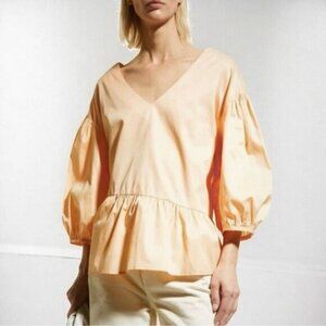 🌻NEW w/tag Anthropologie Harsh Apricot Evana Minimalist Blouse Top Size Large